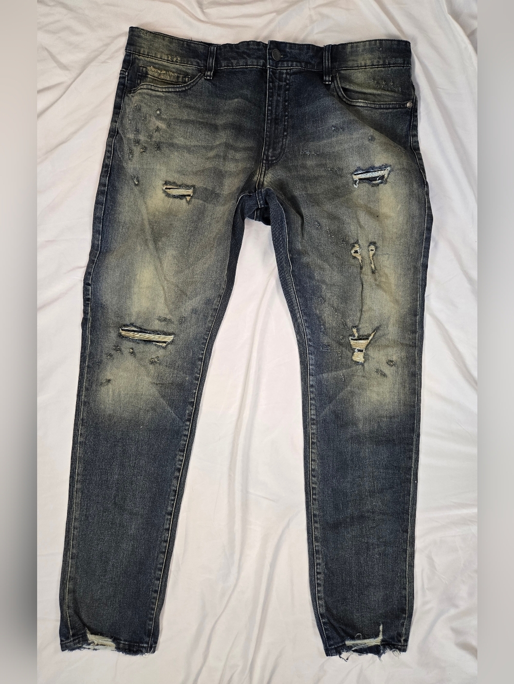 Jordan Craig Men's Distressed Blue Wash Jeans TH